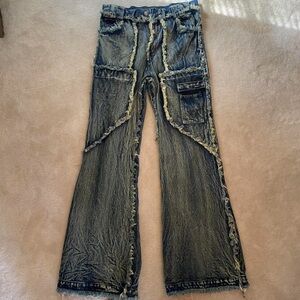 Denim acid wash flare jeans